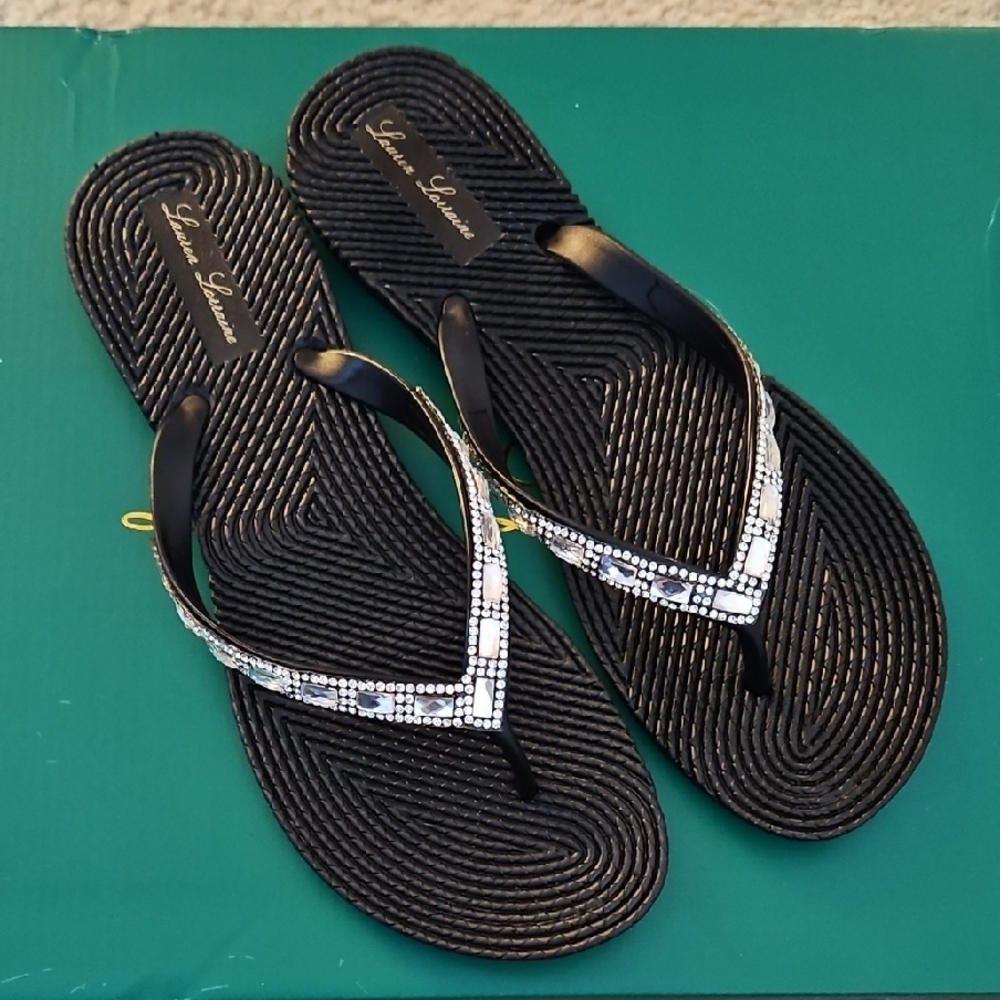 Lauren Lorraine Black Gigi Sandals Size 10